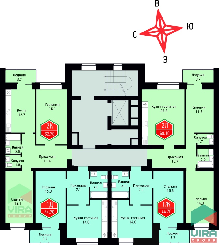 Купить двухкомнатную квартиру площадью 68.1 метров на 4 этаже | ЖК «На ...